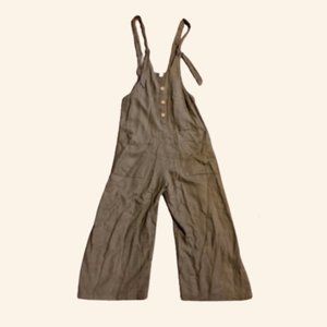PULL & BEAR Cropped Linen Jumpsuit Pockets (S)